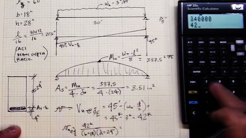concrete beam with manual calculations