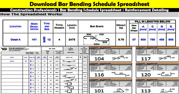 Download Bar Bending Schedule Spreadsheet 
