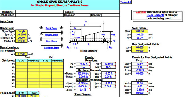Structural Analysis Spreadsheet