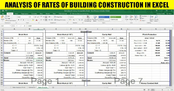 rates of building Spreadsheet