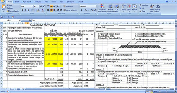 Road Construction Spreadsheet