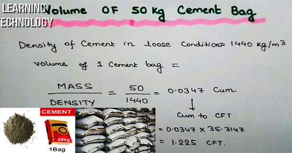 Weight of Cement Bag | Volume of Cement Bag | Construction Tutorial